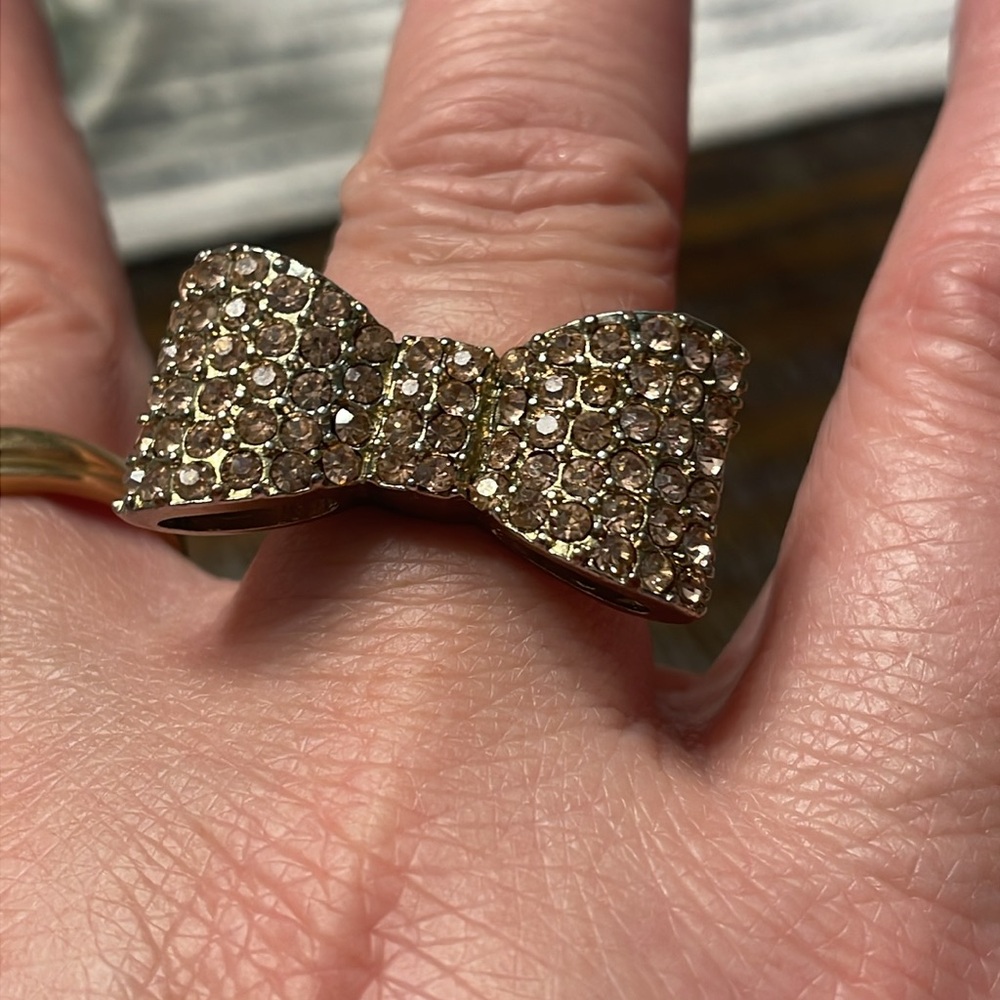 Adjustable Crystal Pink Bow Vintage Ring